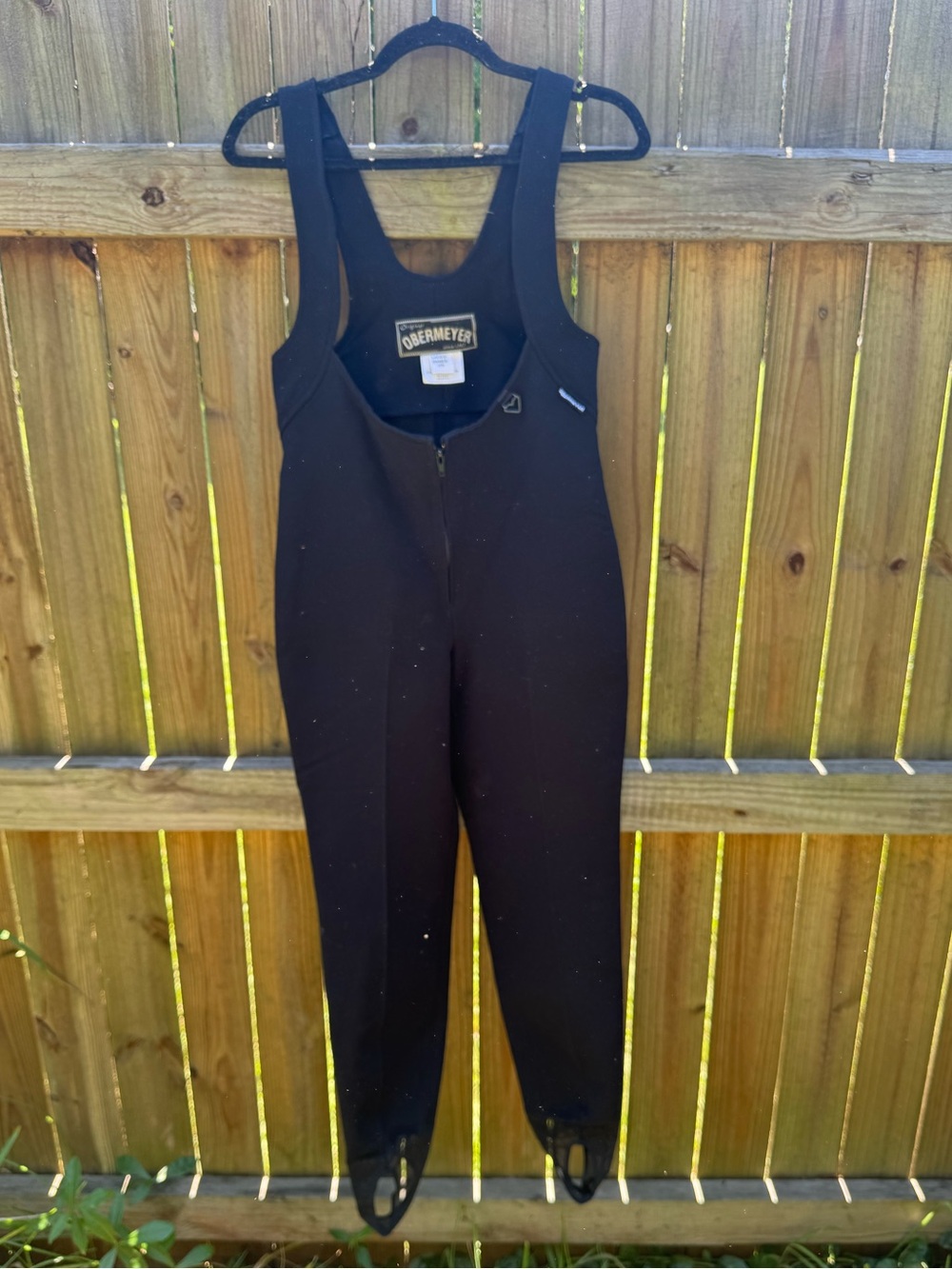 90s Vtg.Obermeyer Black Women's Ski Bib Pants.Wool/Nylon/Spandex.Size 6